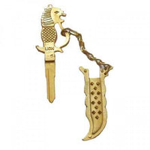 Load image into Gallery viewer, Brass Lion Face &amp; Knife Design Key Block Right Side Cut For Motorcycle