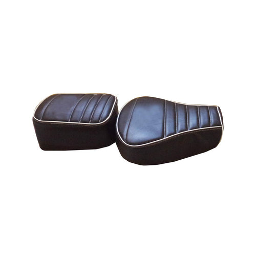 Leatherette Seat Cover Black With Foam 6 Line Stitch Design With Piping For Royal Enfield Classic Modal