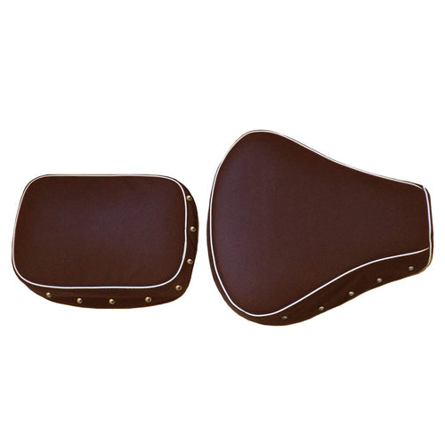 Leatherette Seat Cover Dark Brown With Foam Button & Piping For Royal Enfield Classic Modal